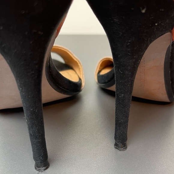 [ZARA] Orange & Black Colour Block Suede Heels - Picture 8 of 9